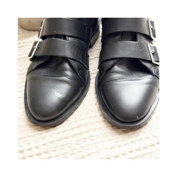 Zara Trafaluc Floral Embroidered Black Buckle Booties size 40 9USA - Picture 3 of 11